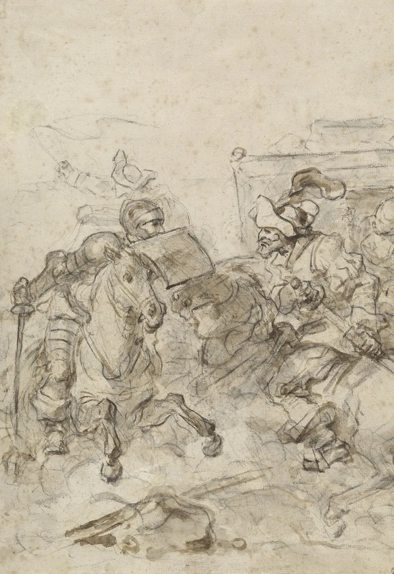 Don Quixote Attacking The Biscayan by Jean-Honoré Fragonard - Canvas Print