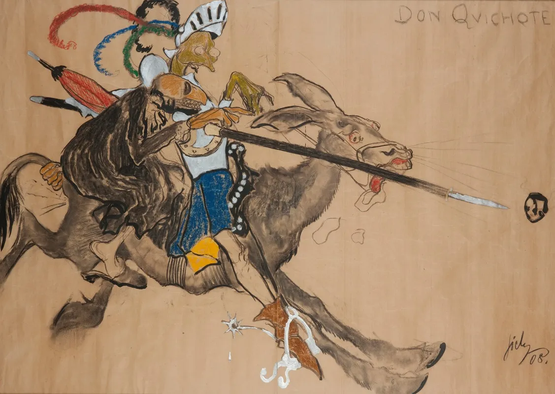 Don Quixote Caricature Of Leon Wyczolkowski And Feliks Jasienski