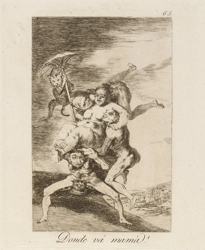 Donde Va Mama Where Is Mother Going by Francisco de Goya - Canvas Print