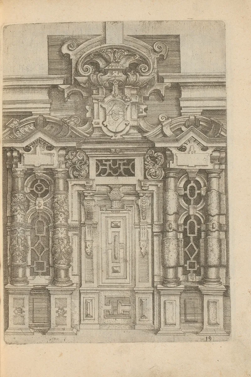 Door And Windows With Decorated Columns And Pediments