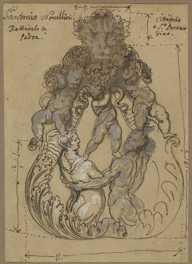 Door Knocker With Tritonnereid And Putti