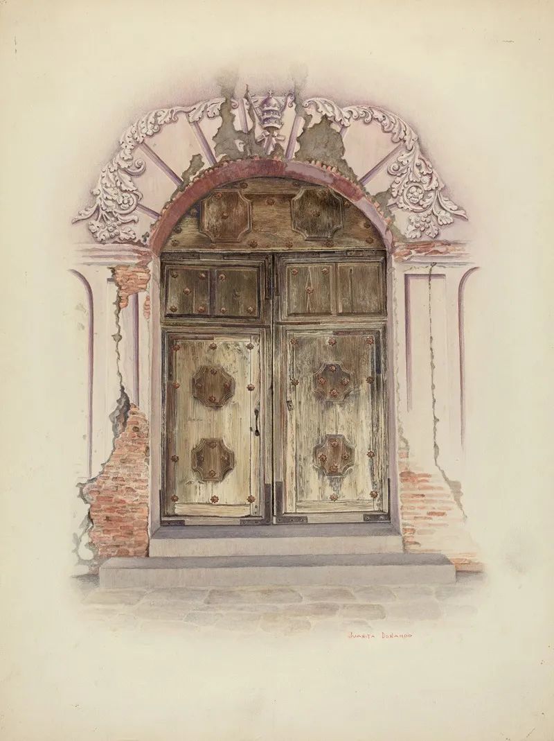 Doorway And Wall Painting by Juanita Donahoo - Canvas Print