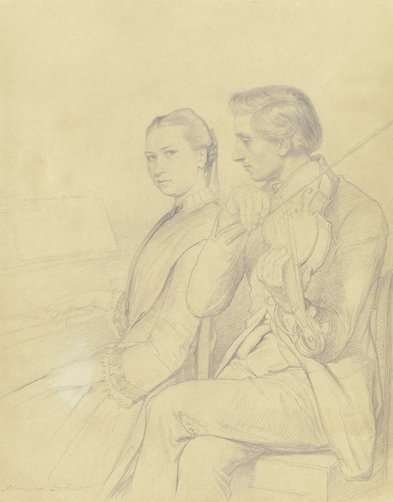 Doppelbildnis Der Geschwister Philipp Und Sophie Hoff by Albrecht Bräuer - Canvas Print