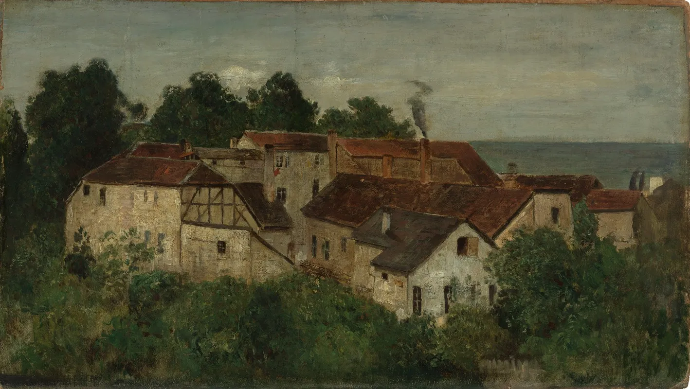 Dorfhauser Am Wasser by Theodor Joseph Hagen - Canvas Print