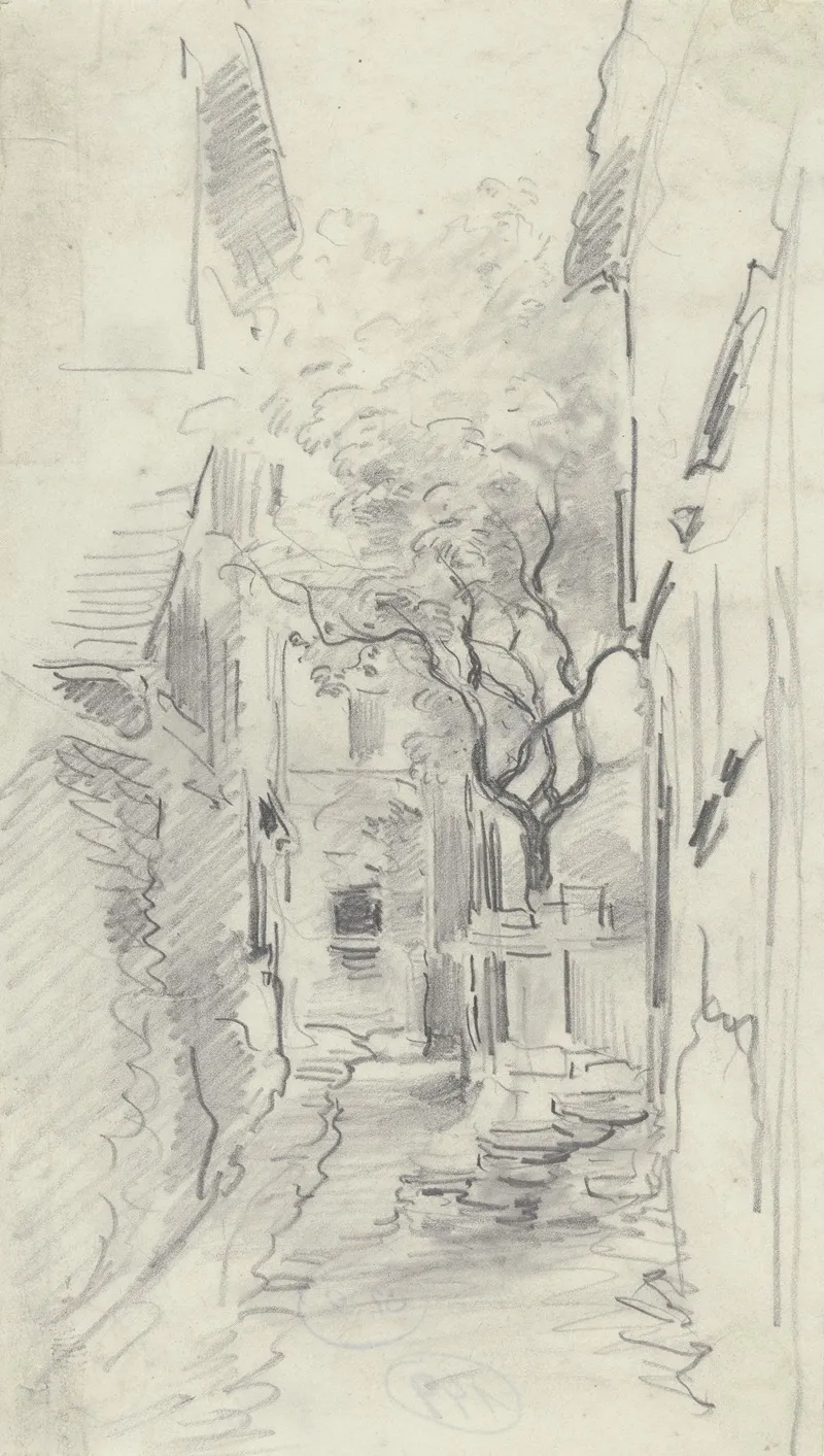 Dorfstrase Mit Zaun Und Baum