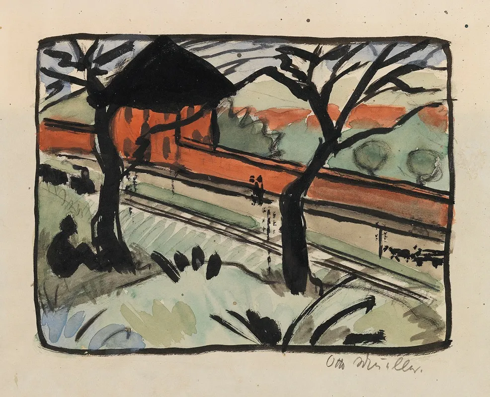 Dorfstrasse Bahnhof In Schmiedeberg Riesengebirge by Otto Mueller - Canvas Print