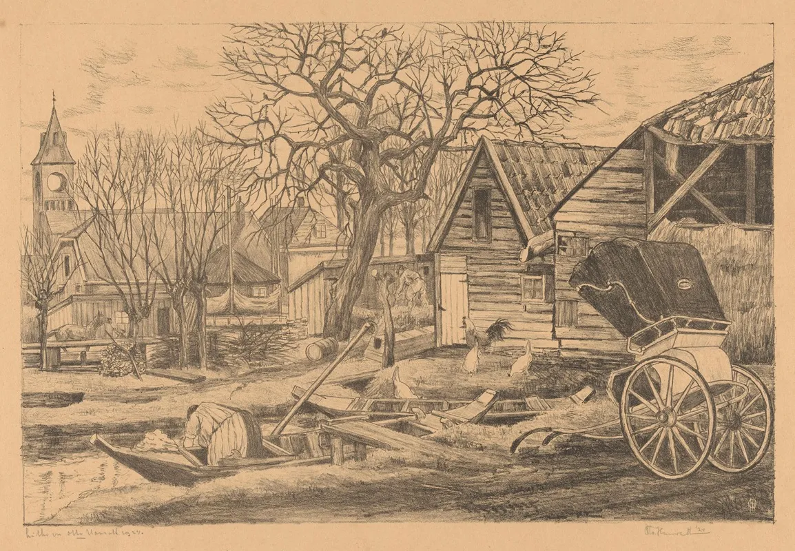 Dorp Aan Het Water by Otto Hanrath - Canvas Print