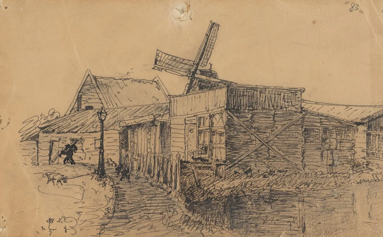 Dorpspad Met Molen