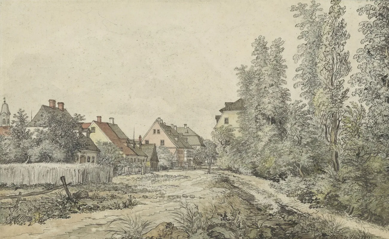 Dorpsweg Met Huizen by Henry Edridge - Canvas Print