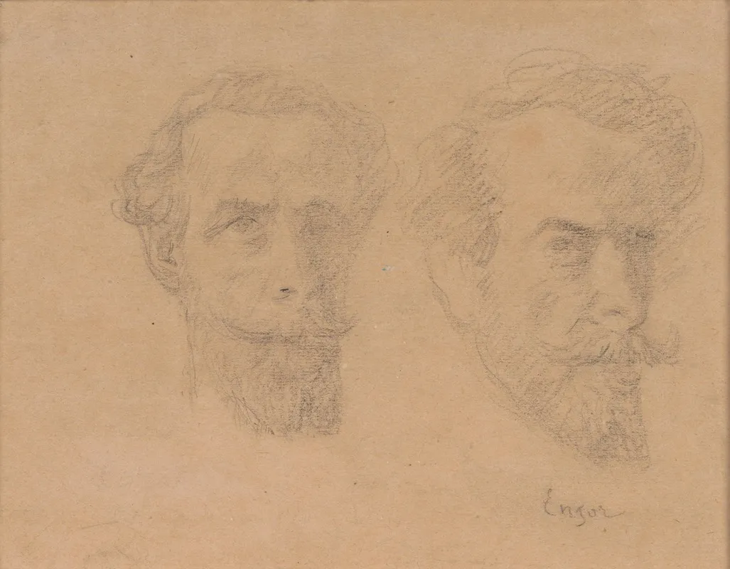 Double Self Portrait by James Ensor - Canvas Print