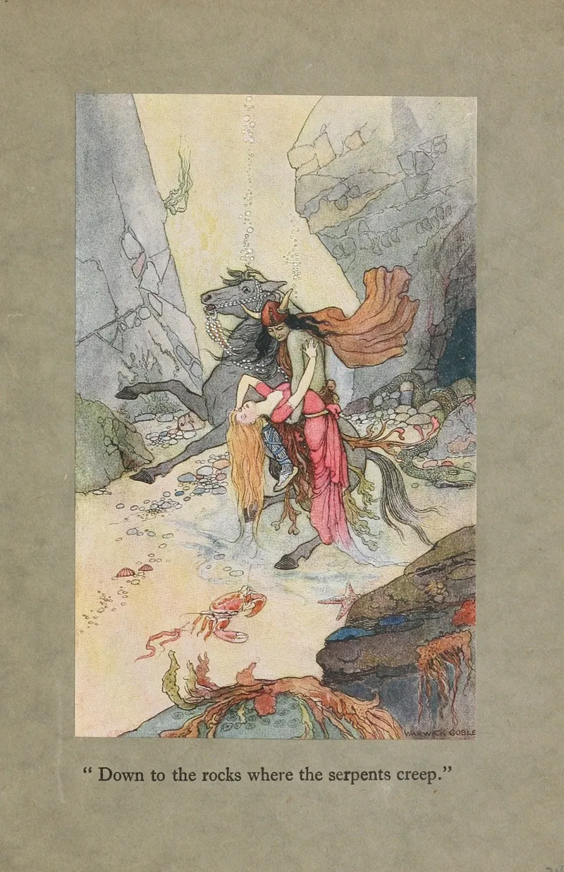 Down To The Rocks Where The Serpents Creep by Warwick Goble - Canvas Print