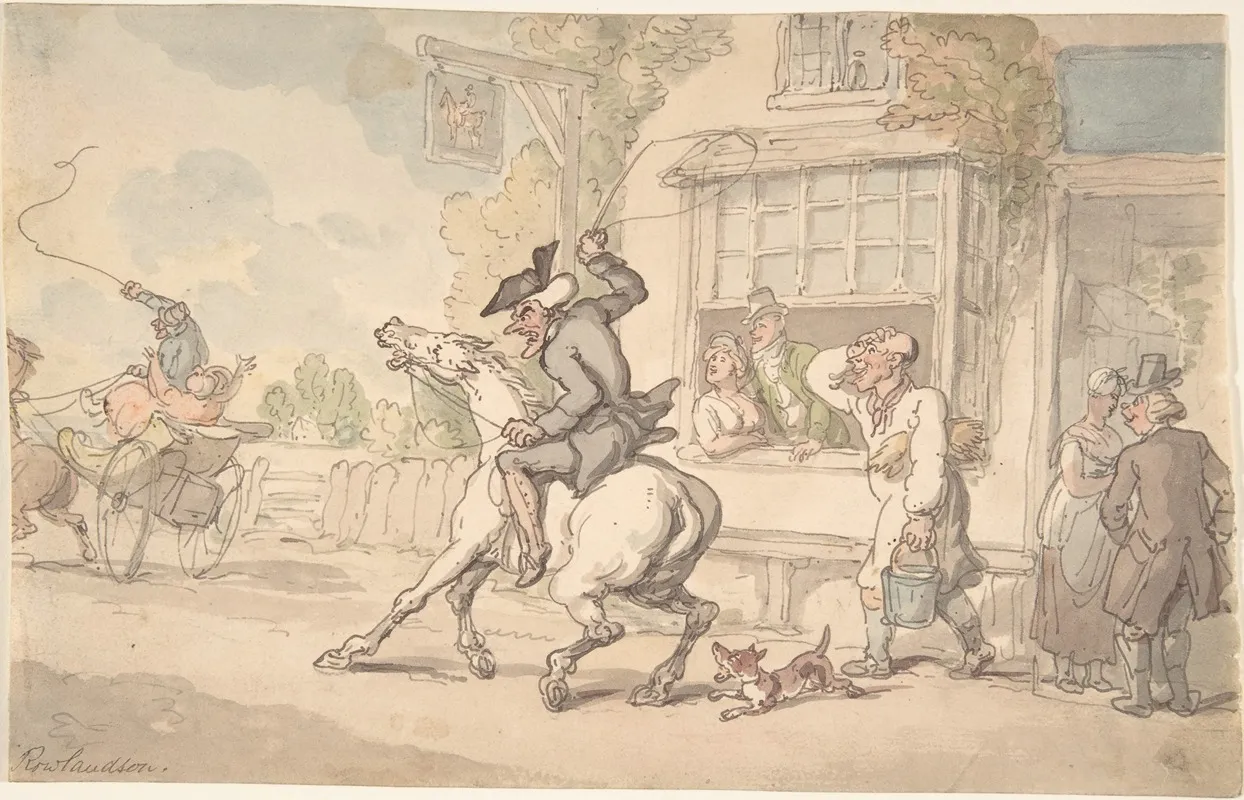 Dr Syntax With A Balky Horse Before An Inn