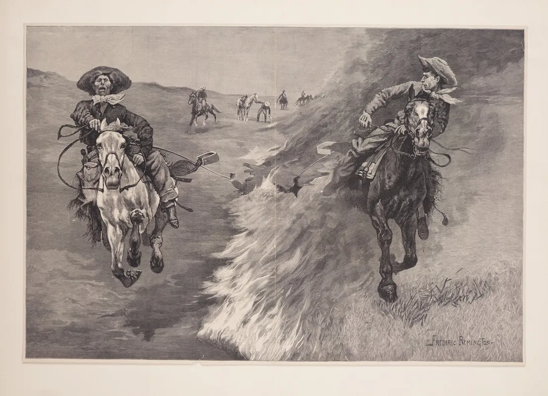 Dragging A Bulls Hide Over A Prairie Fire In Northern Texas