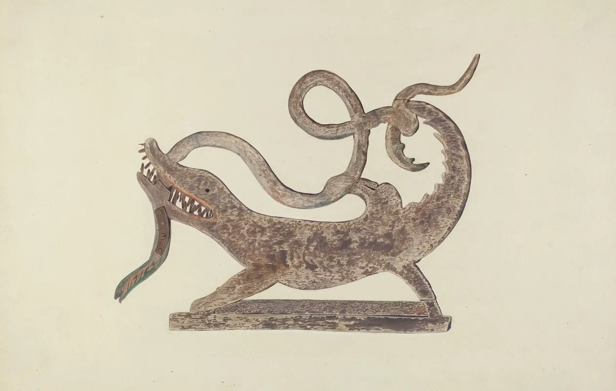 Dragon And Serpent Weather Vane by Betty Fuerst - Canvas Print