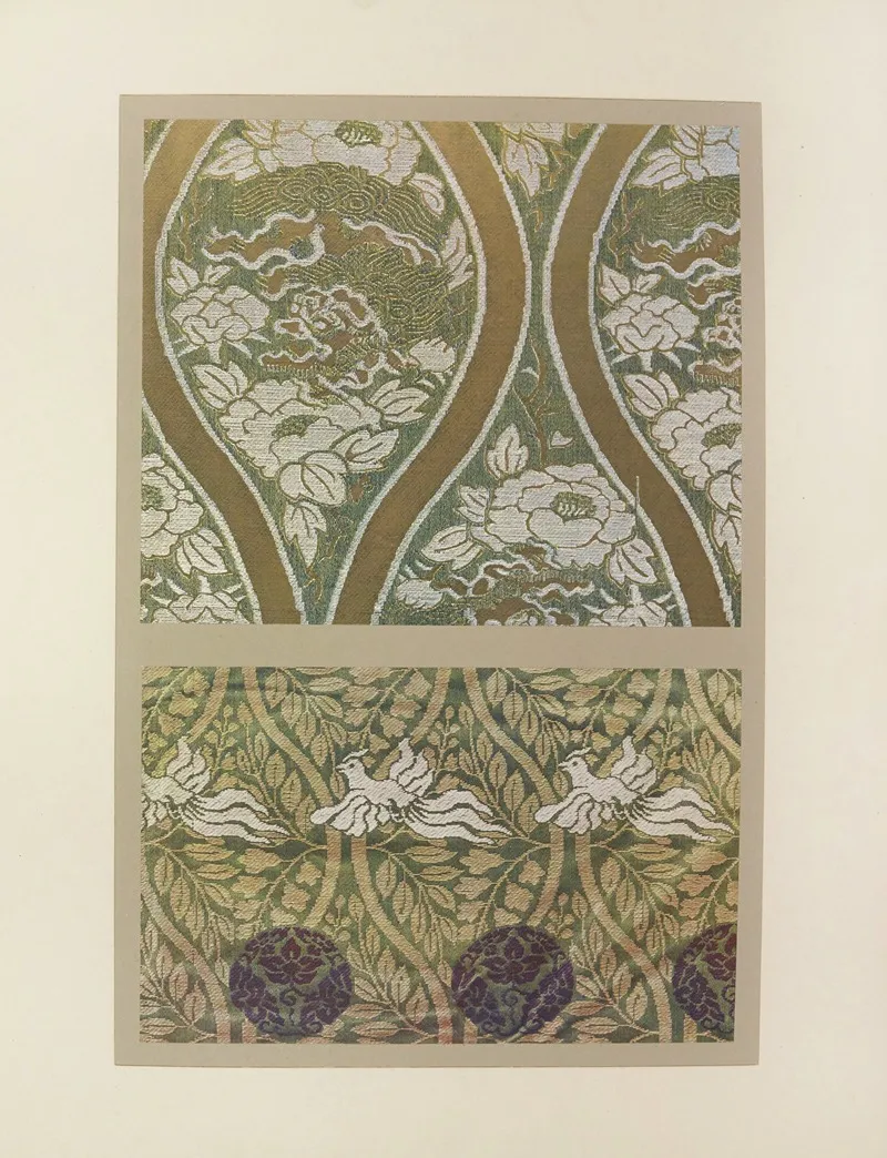 Dragons Et Pivoines Feuillages Et Oiseaux Au Vol