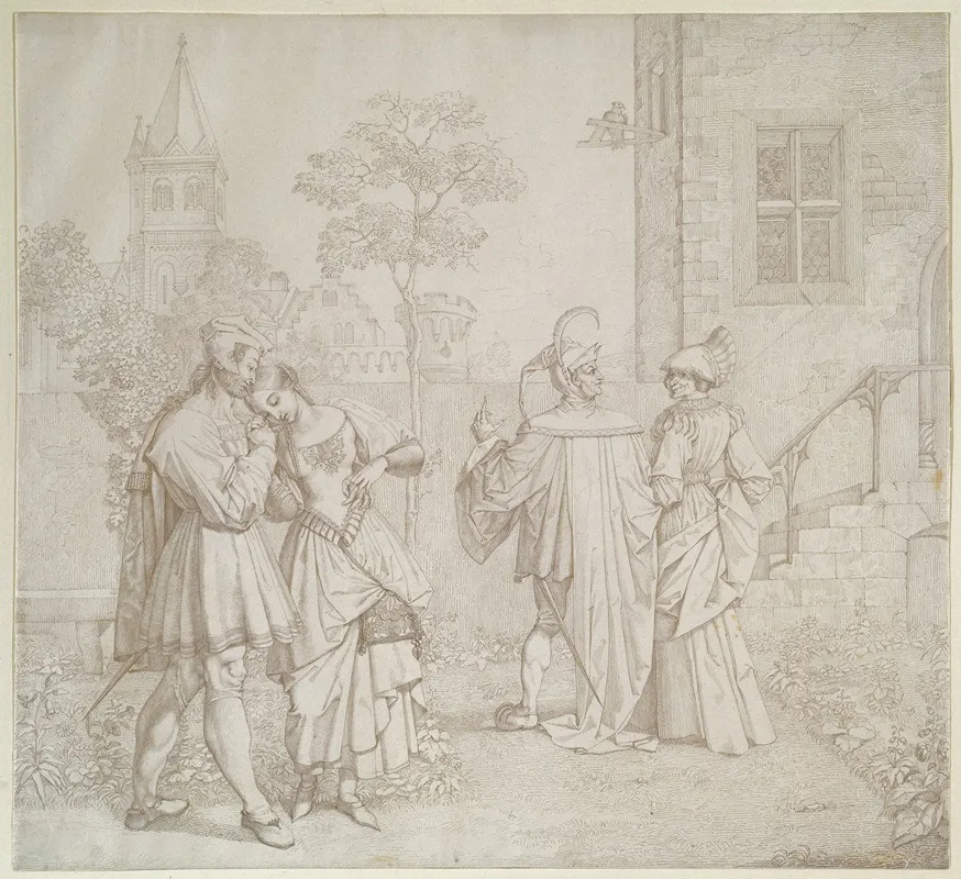 Drawing For Goethes Faust The Stroll In The Garden