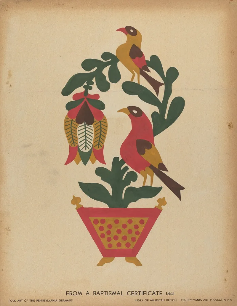 Drawing For Plate 12 From The Portfolio Folk Art Of Rural Pennsylvania