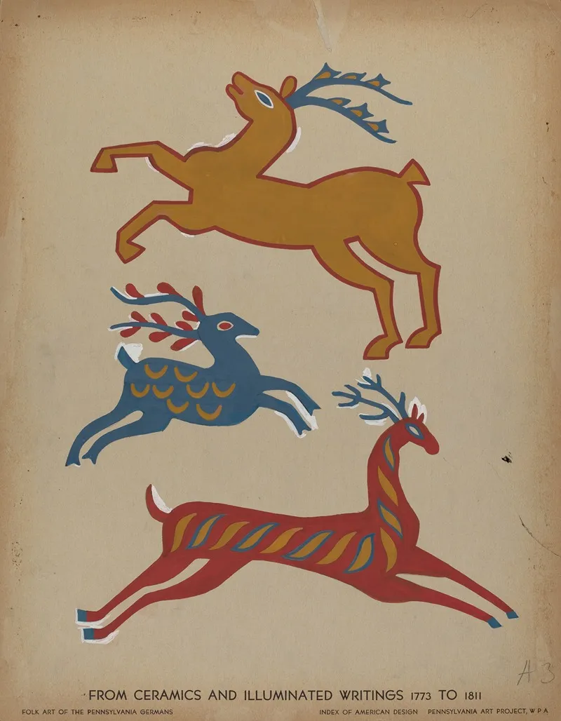 Drawing For Plate 3 From Portfolio Folk Art Of Rural Pennsylvania