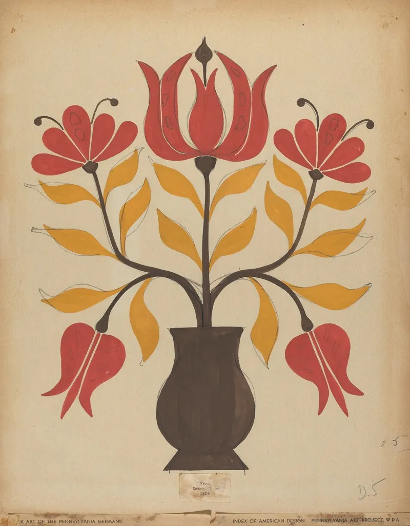 Drawing For Plate 5 From Portfolio Folk Art Of Rural Pennsylvania