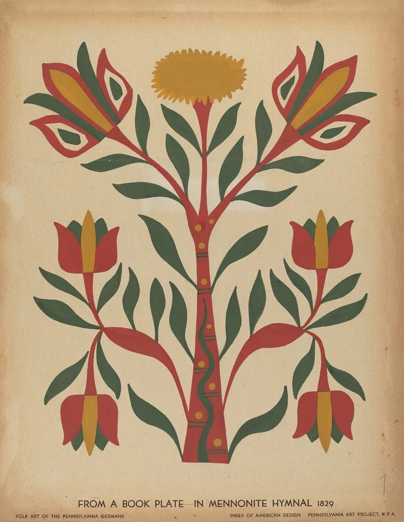 Drawing For Plate 7 From Portfolio Folk Art Of Rural Pennsylvania 2