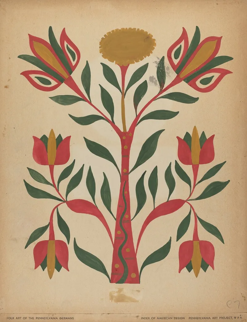 Drawing For Plate 7 From Portfolio Folk Art Of Rural Pennsylvania