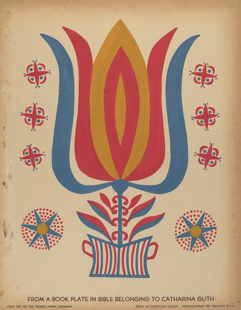 Drawing For Plate 9 From The Portfolio Folk Art Of Rural Pennsylvania