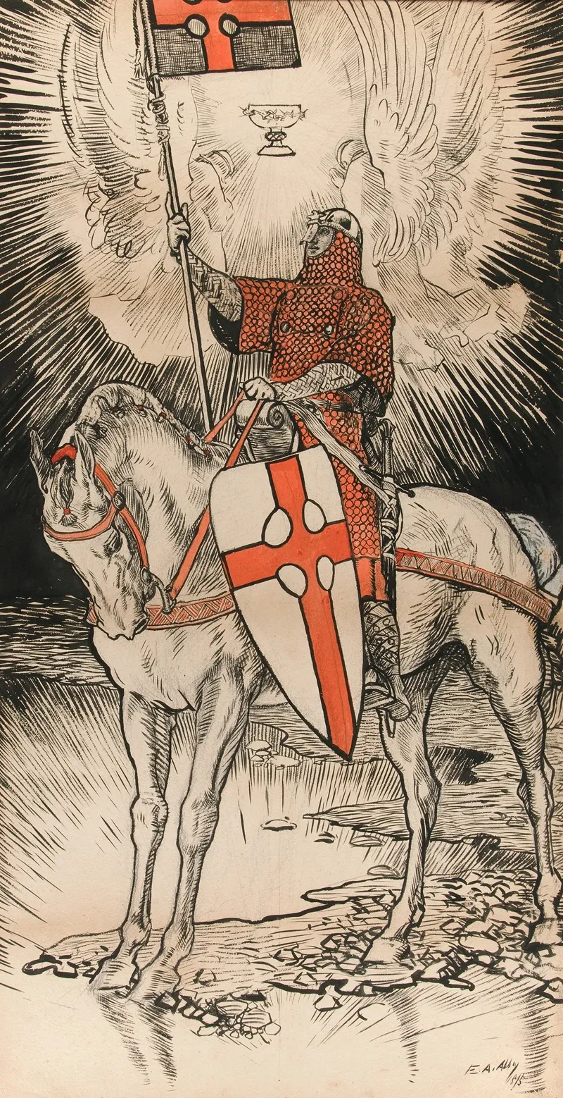 Drawing For The Poster Publicizing The Exhibition For And Publication Of The Book Of Abbeys Quest Of The Holy Grail In New York City