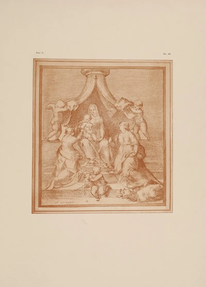 Drawing Of Blessed Virgin And Child With St Catherine And St Margaret by P. &amp; D. Colnaghi - Canvas Print