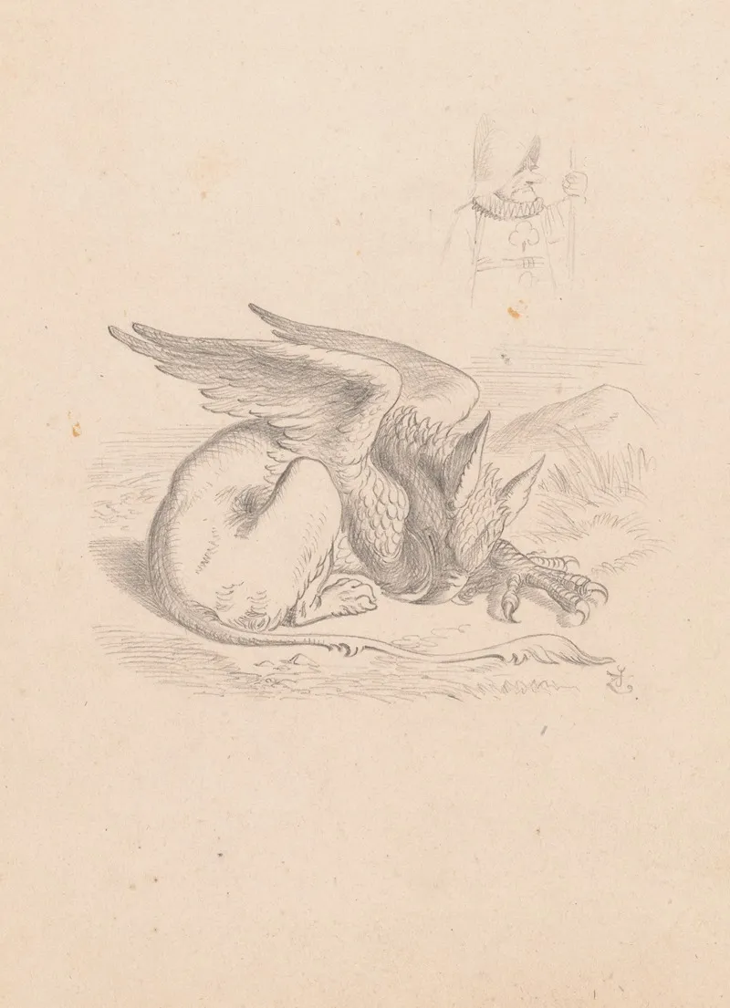 Drawing Of The Gryphon Asleep