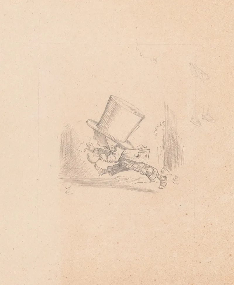 Drawing Of The Hatter Running