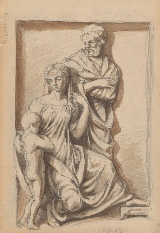 Drawing Of The Sculpture Depicting The Holy Family