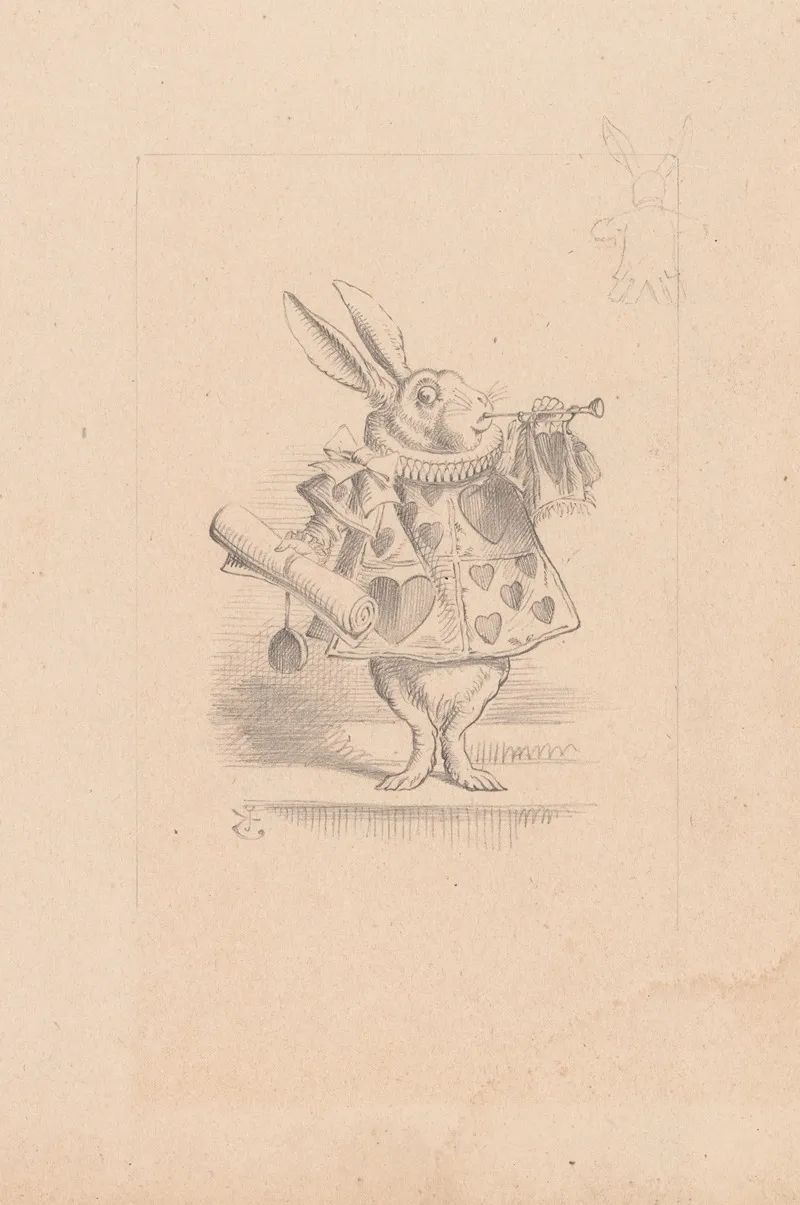 Drawing Of The White Rabbit As A Herald