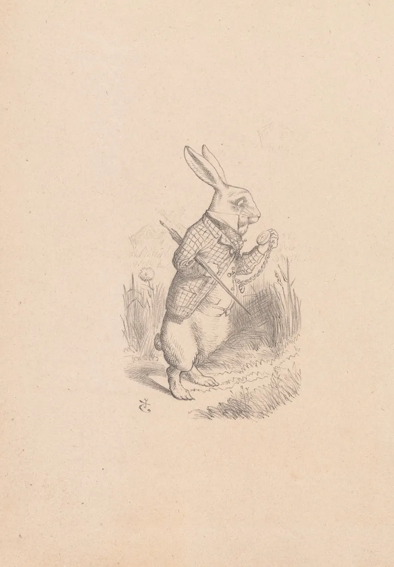 Drawing Of The White Rabbit Holding His Watch