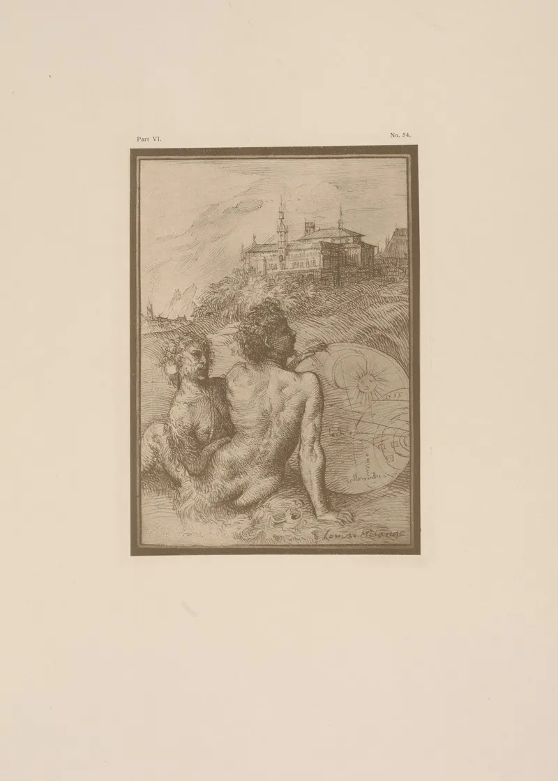 Drawing Of Two Nude Figures In A Landscape by P. &amp; D. Colnaghi - Canvas Print