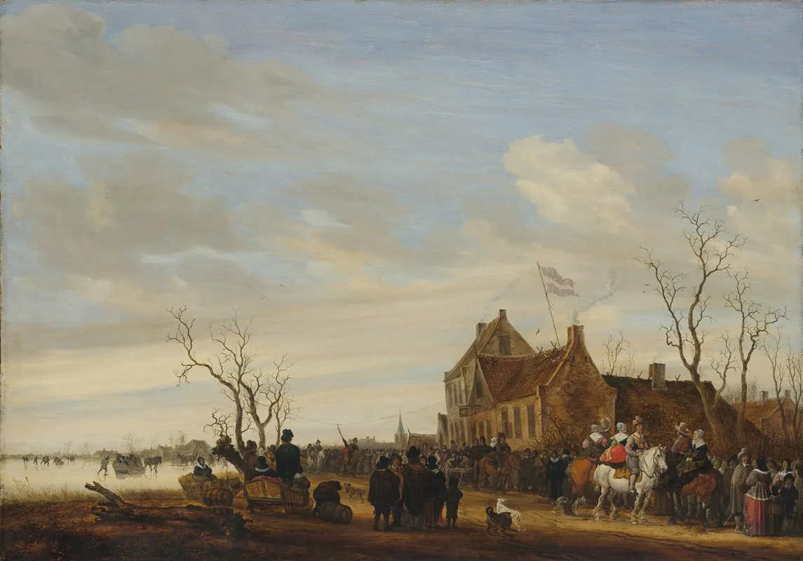 Drawing The Eel by Salomon van Ruysdael - Canvas Print