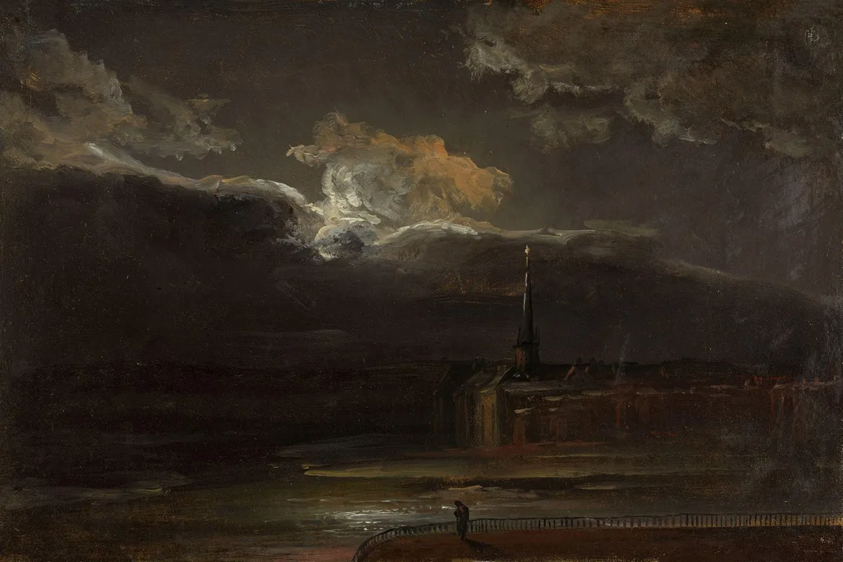 Dresden In Moonlight by Johan Christian Dahl - Canvas Print
