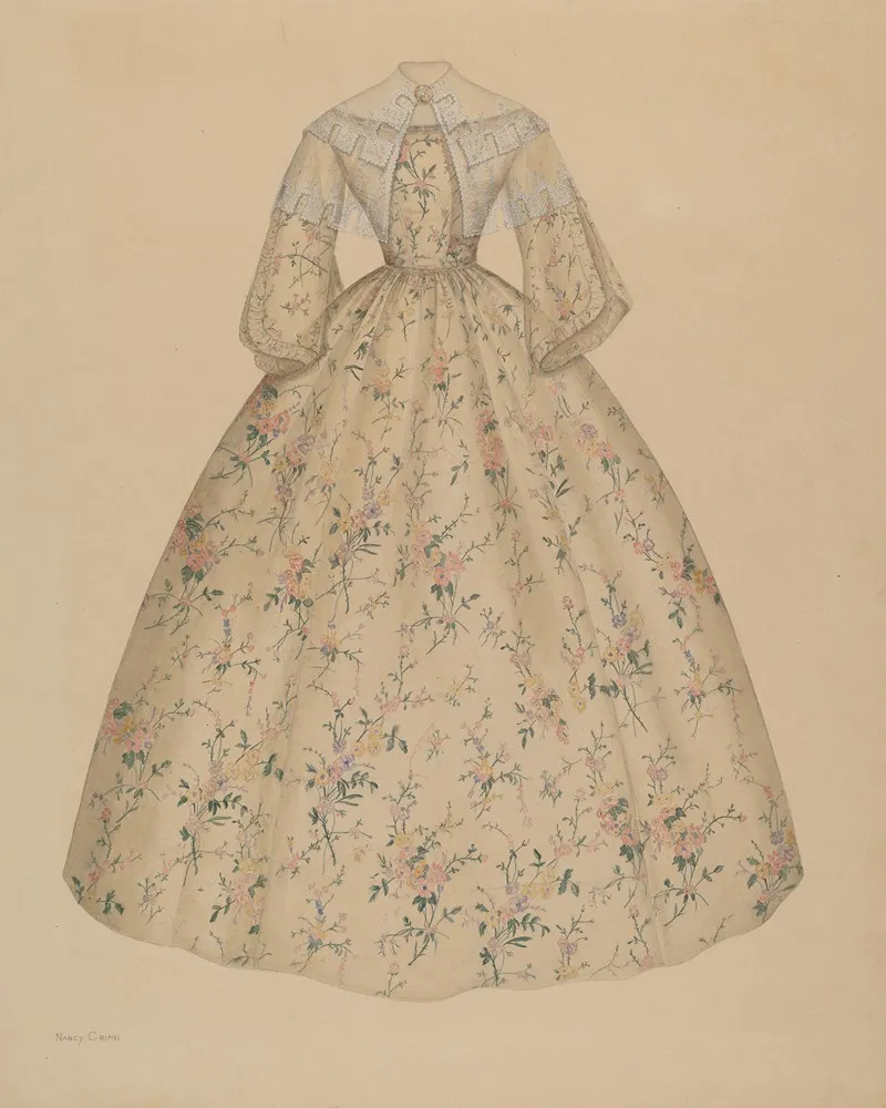Dress With Cape Collar 2 by Nancy Crimi - Canvas Print