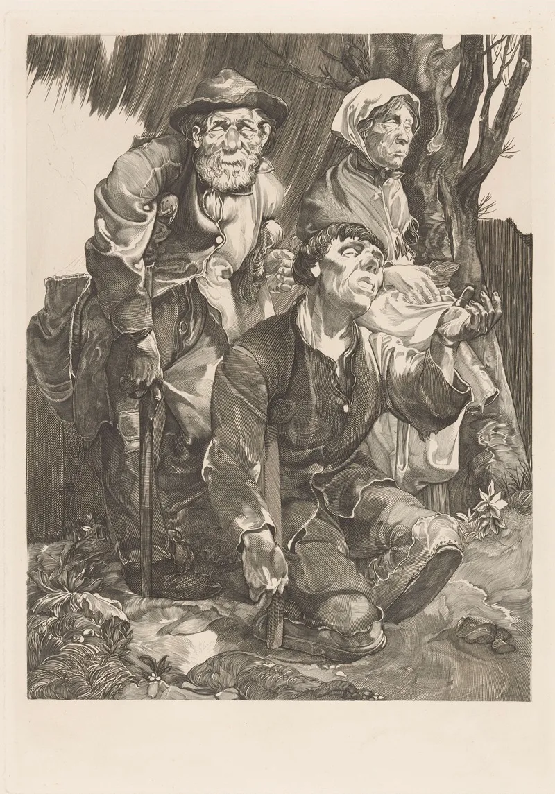 Drie Bedelaars Bij Een Boom by Johannes Josephus Aarts - Canvas Print