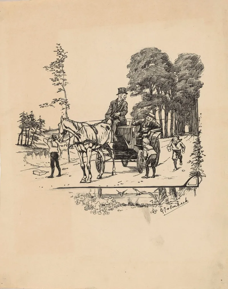 Drie Jongens Houden Een Koets Aan by Gijsbertus Johannes van Overbeek - Canvas Print
