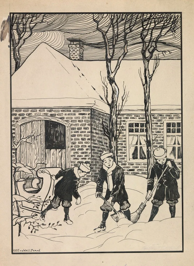 Drie Jongens In De Sneeuw by Gust van de Wall Perné - Canvas Print