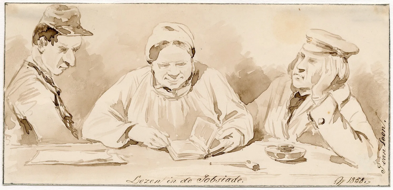 Drie Lezende Figuren In Het Armenhuis