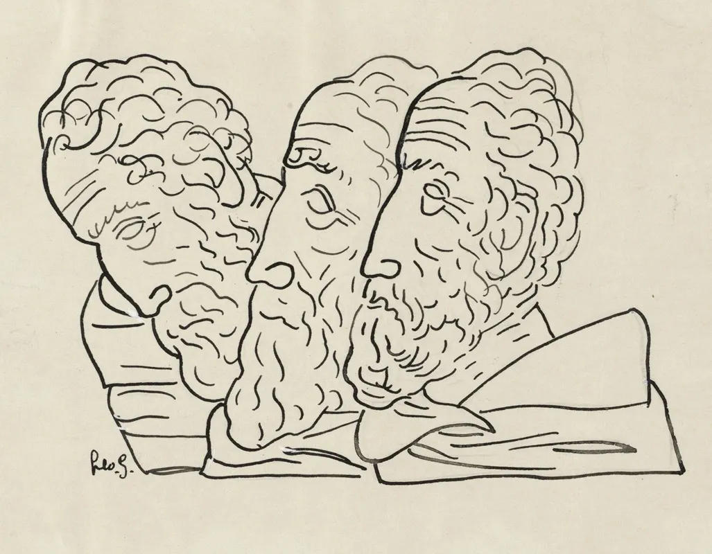 Drie Mannenkoppen 2 by Leo Gestel - Canvas Print