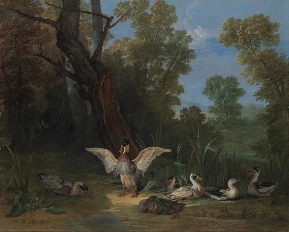 Ducks Resting In Sunshine by Jean-Baptiste Oudry - Canvas Print