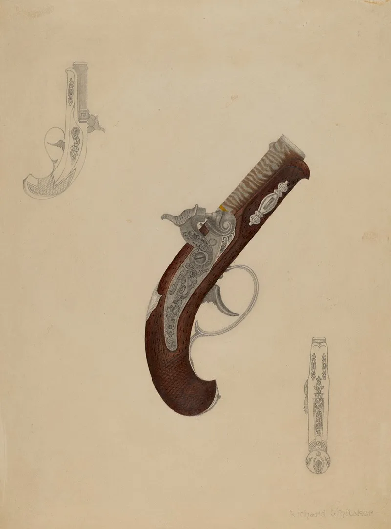 Dueling Pistol by Richard Whitaker - Canvas Print