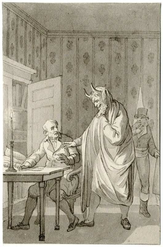 Duivel Dwingt Man Wellicht Faust Te Ondertekenen by Reinier Vinkeles - Canvas Print