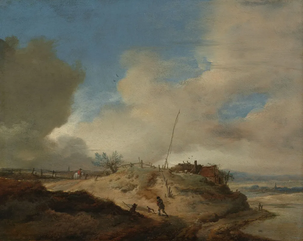 Dune Landscape With A Signal Post by Philips Wouwerman - Canvas Print
