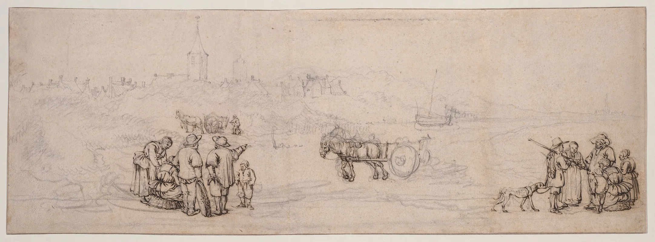 Dune Scene With Peasant Figures by Willem van de Velde the Elder - Canvas Print