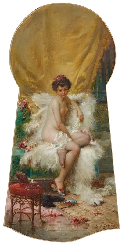 Durchs Schlusselloch Geschaut 2 by Hans Zatzka - Canvas Print