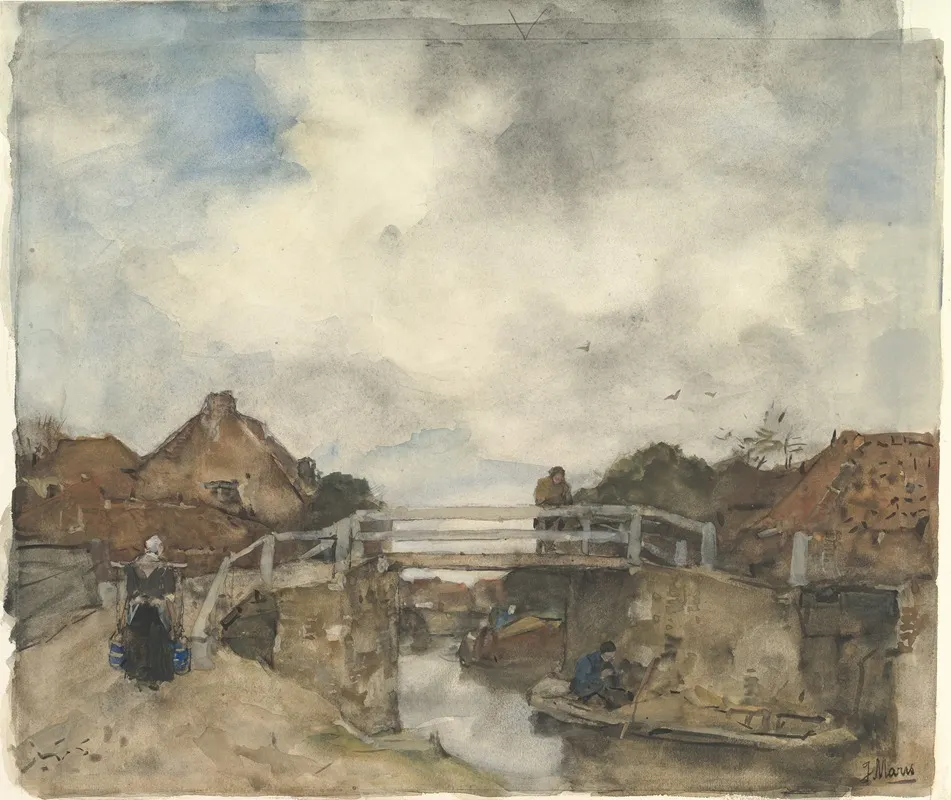 Dutch Canal Rijswijk by Jacob Maris - Canvas Print