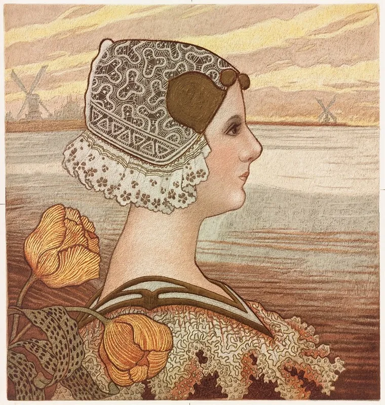 Dutch Lady With Tulips